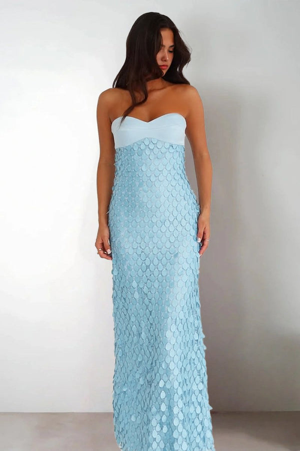 Blue - Sheath Sweetheart Long Prom Dresses with Sequins – Prom Dresses by KissProm | Available at KissProm