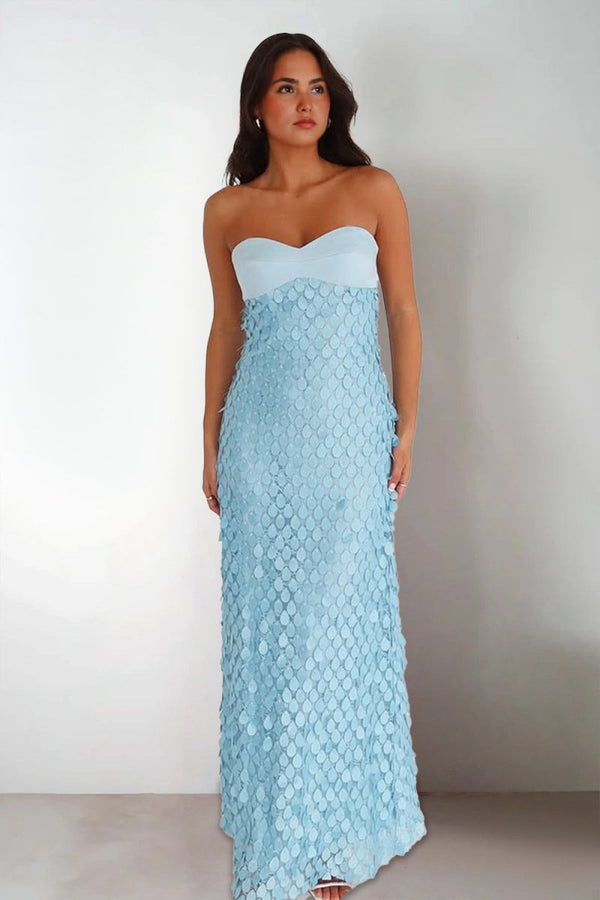 Blue - Sheath Sweetheart Long Prom Dresses with Sequins – Prom Dresses by KissProm | Available at KissProm