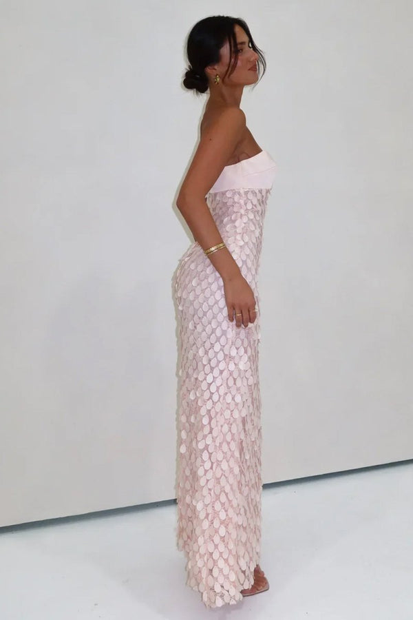 Pink - Sheath Sweetheart Long Prom Dresses with Sequins – Prom Dresses by KissProm | Available at KissProm