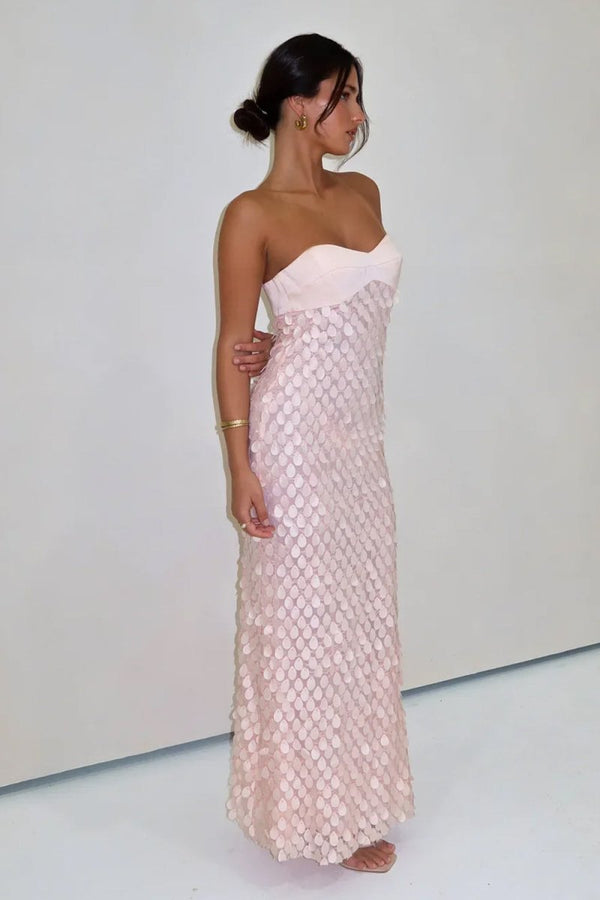 Pink - Sheath Sweetheart Long Prom Dresses with Sequins – Prom Dresses by KissProm | Available at KissProm