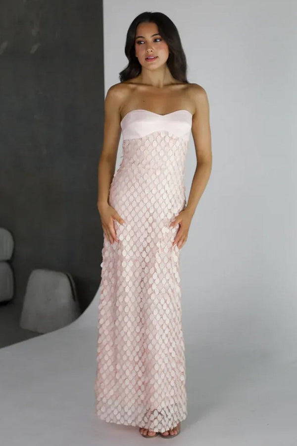 Pink - Sheath Sweetheart Long Prom Dresses with Sequins – Prom Dresses by KissProm | Available at KissProm
