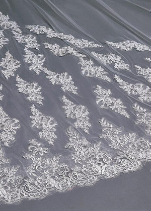 Ivory Lace Cathedral Veils with Blusher - KissProm