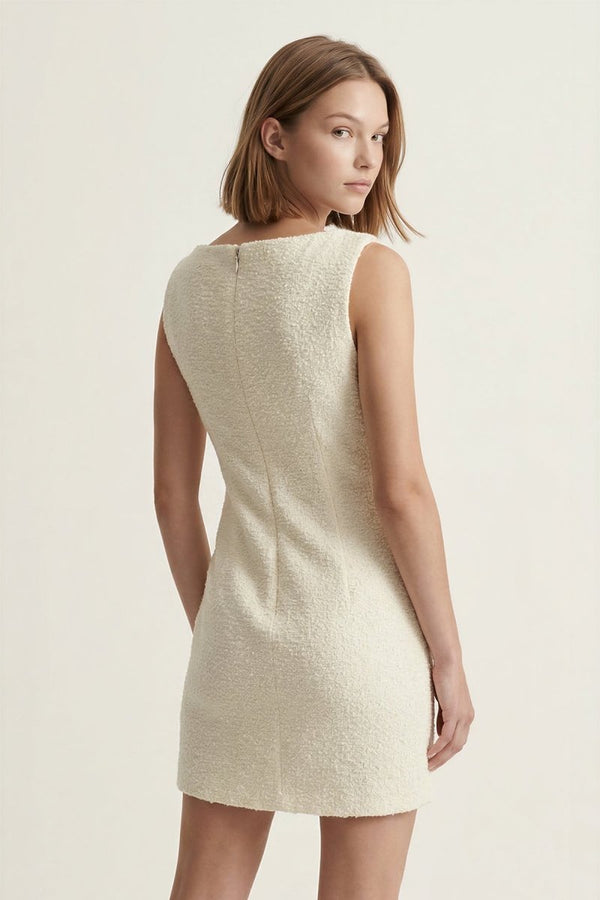 Ivory Straight Neck Sheath Graduation Dress - KissProm