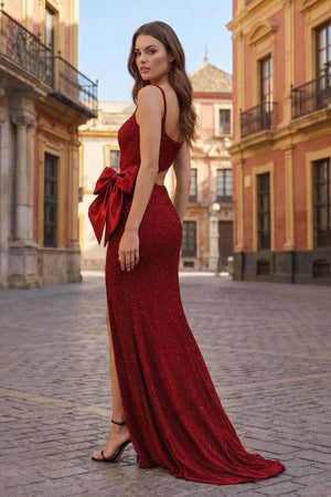 Gorgeous Mermaid Spaghetti Straps Black Beaded Prom Dresses with Slit - KissProm