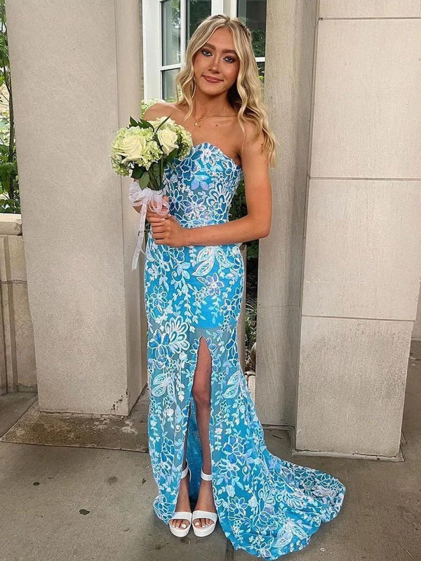 Orange Off-the-Shoulder Mermaid Lace Long Prom Dresses With Split – Prom Dresses by KissProm | Available at KissProm