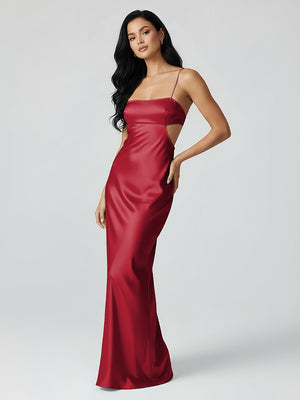 Spaghetti Straps Sheath Aqua Blue Prom Dress Formal Satin Party Dress – Prom Dresses by KissProm | Available at KissProm