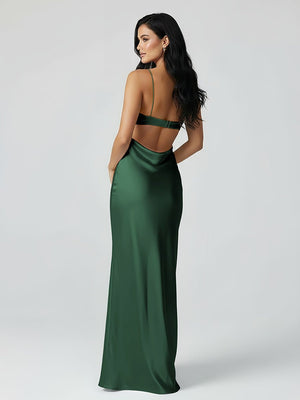 Spaghetti Straps Sheath Aqua Blue Prom Dress Formal Satin Party Dress – Prom Dresses by KissProm | Available at KissProm