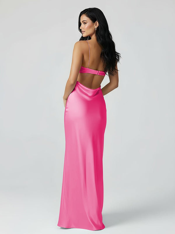 Spaghetti Straps Sheath Aqua Blue Prom Dress Formal Satin Party Dress – Prom Dresses by KissProm | Available at KissProm