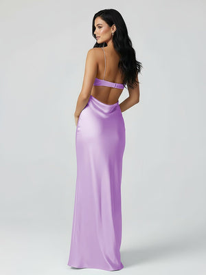Spaghetti Straps Sheath Aqua Blue Prom Dress Formal Satin Party Dress – Prom Dresses by KissProm | Available at KissProm