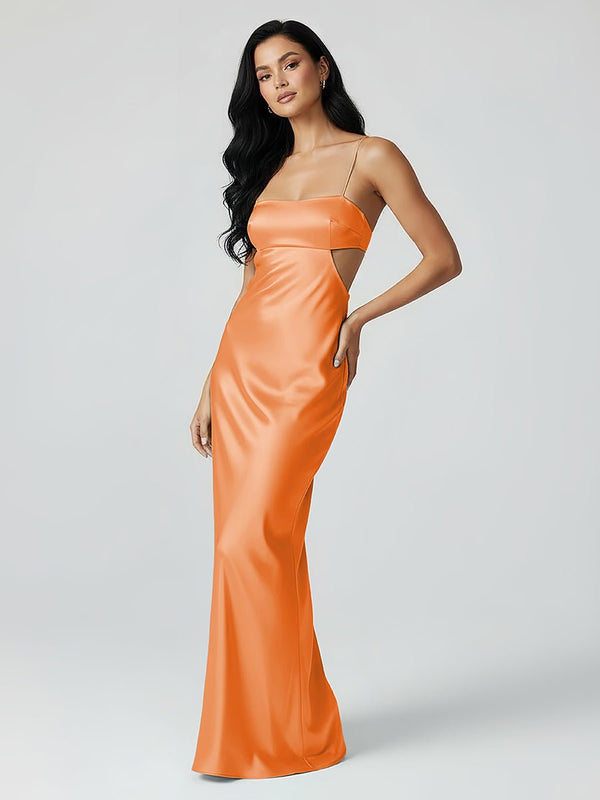 Spaghetti Straps Sheath Aqua Blue Prom Dress Formal Satin Party Dress – Prom Dresses by KissProm | Available at KissProm