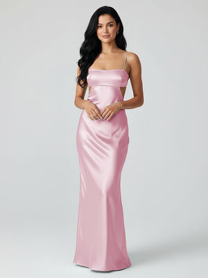 Spaghetti Straps Sheath Aqua Blue Prom Dress Formal Satin Party Dress – Prom Dresses by KissProm | Available at KissProm