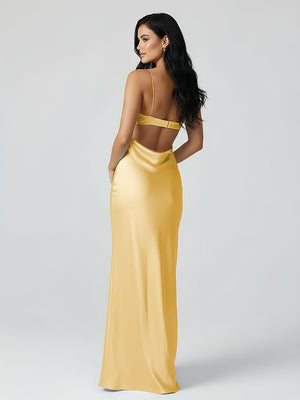 Spaghetti Straps Sheath Aqua Blue Prom Dress Formal Satin Party Dress – Prom Dresses by KissProm | Available at KissProm