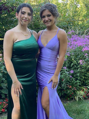 Kenny | Lilac Straps Sheath Mermaid Prom Dress with Lace - up Back - KissProm