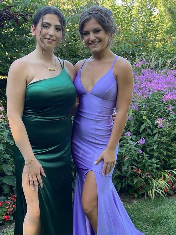 Kenny | Lilac Straps Sheath Mermaid Prom Dress with Lace - up Back - KissProm