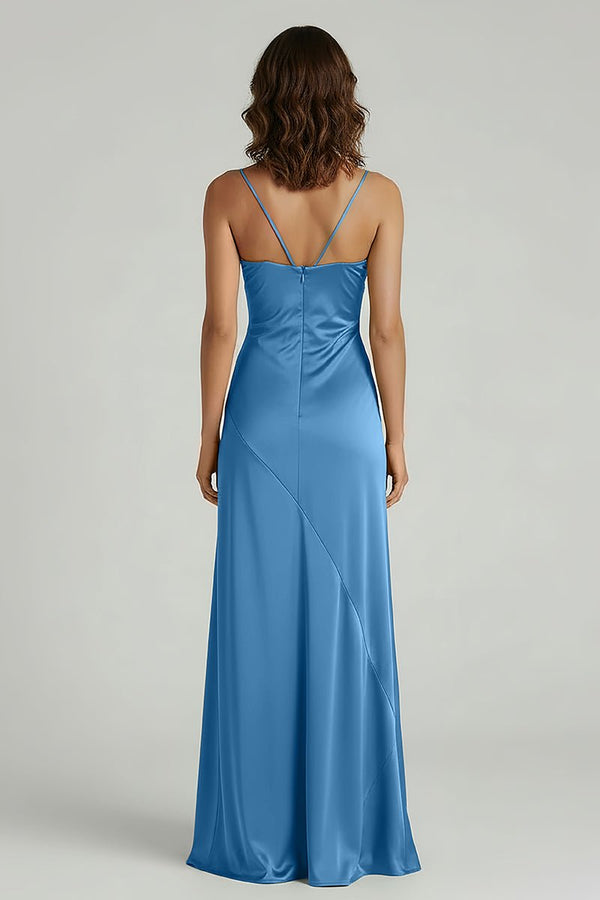 Spaghetti Straps Long Sheath Prom Dress With Split – Prom Dresses by KissProm | Available at KissProm
