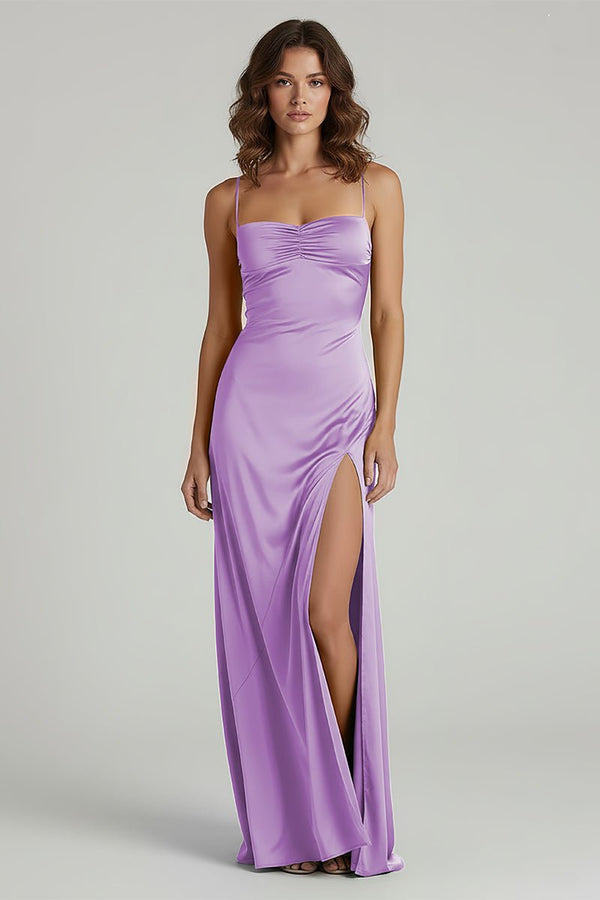 Spaghetti Straps Long Sheath Prom Dress With Split – Prom Dresses by KissProm | Available at KissProm