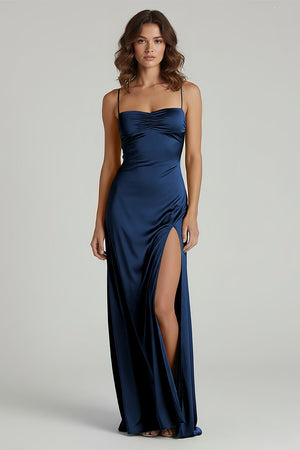 Spaghetti Straps Long Sheath Prom Dress With Split – Prom Dresses by KissProm | Available at KissProm