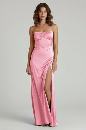 Spaghetti Straps Long Sheath Prom Dress With Split – Prom Dresses by KissProm | Available at KissProm