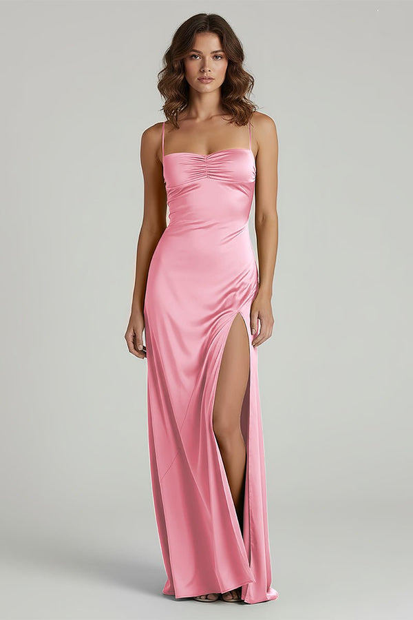 Spaghetti Straps Long Sheath Prom Dress With Split – Prom Dresses by KissProm | Available at KissProm