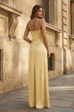 Spaghetti Straps Long Sheath Prom Dress With Split – Prom Dresses by KissProm | Available at KissProm
