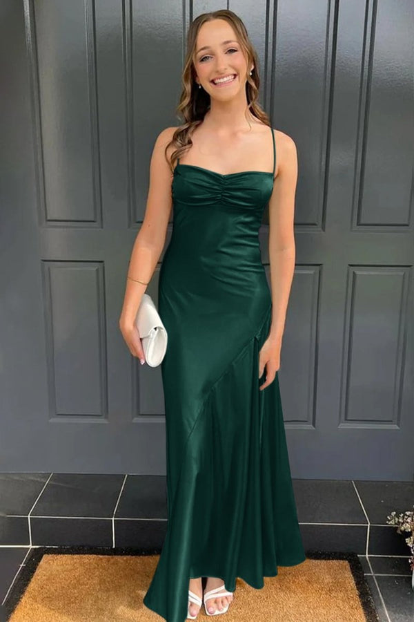 Spaghetti Straps Long Sheath Prom Dress With Split – Prom Dresses by KissProm | Available at KissProm