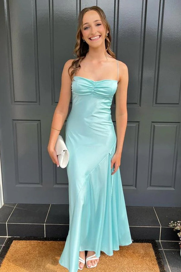 Spaghetti Straps Long Sheath Prom Dress With Split – Prom Dresses by KissProm | Available at KissProm