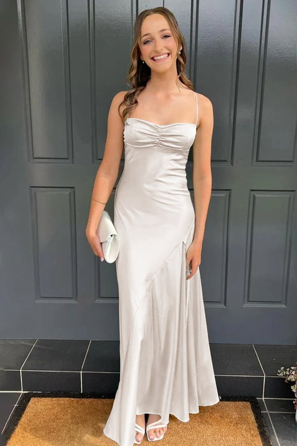 Spaghetti Straps Long Sheath Prom Dress With Split – Prom Dresses by KissProm | Available at KissProm