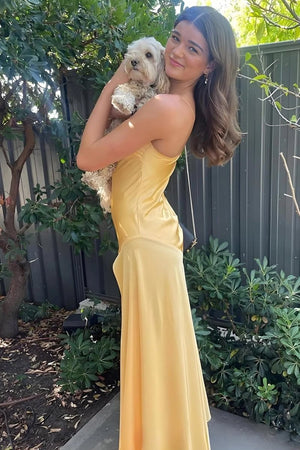 Spaghetti Straps Long Sheath Prom Dress With Split – Prom Dresses by KissProm | Available at KissProm