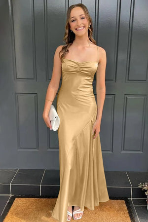 Spaghetti Straps Long Sheath Prom Dress With Split – Prom Dresses by KissProm | Available at KissProm