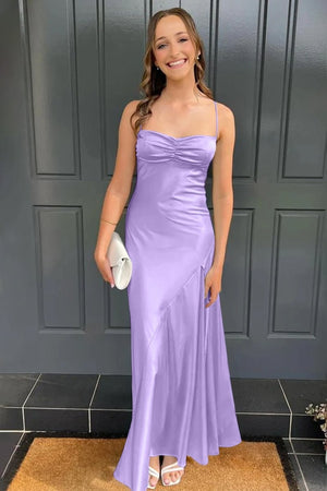 Spaghetti Straps Long Sheath Prom Dress With Split – Prom Dresses by KissProm | Available at KissProm