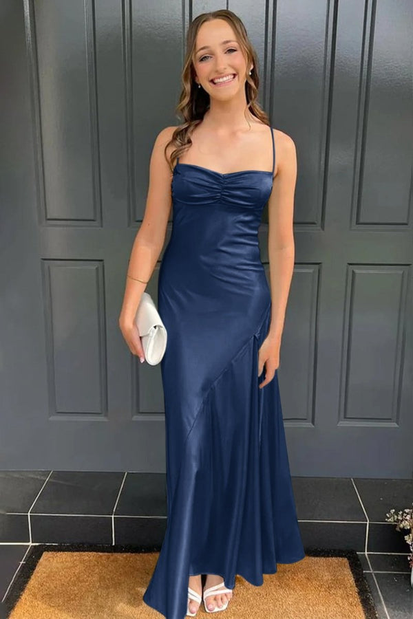 Spaghetti Straps Long Sheath Prom Dress With Split – Prom Dresses by KissProm | Available at KissProm