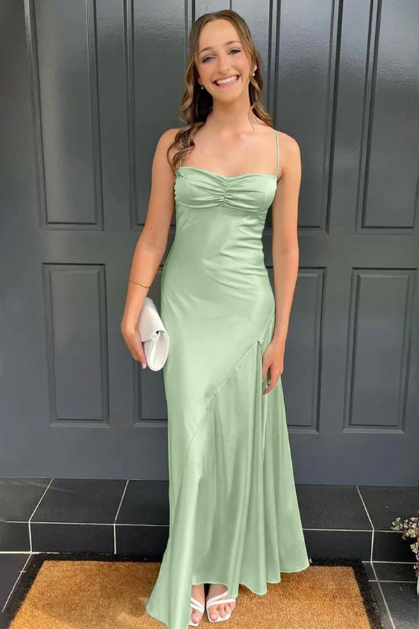 Spaghetti Straps Long Sheath Prom Dress With Split – Prom Dresses by KissProm | Available at KissProm