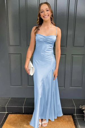 Spaghetti Straps Long Sheath Prom Dress With Split – Prom Dresses by KissProm | Available at KissProm