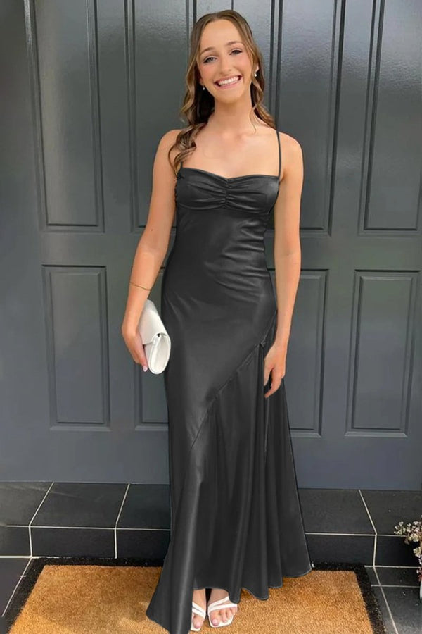 Spaghetti Straps Long Sheath Prom Dress With Split – Prom Dresses by KissProm | Available at KissProm