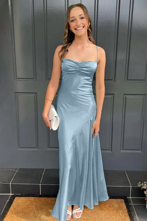 Spaghetti Straps Long Sheath Prom Dress With Split – Prom Dresses by KissProm | Available at KissProm