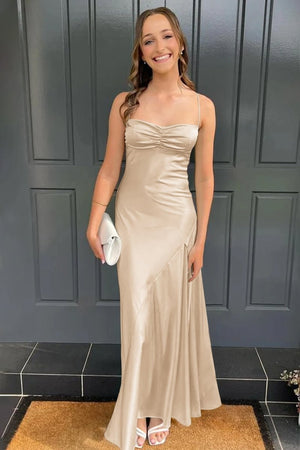 Spaghetti Straps Long Sheath Prom Dress With Split – Prom Dresses by KissProm | Available at KissProm
