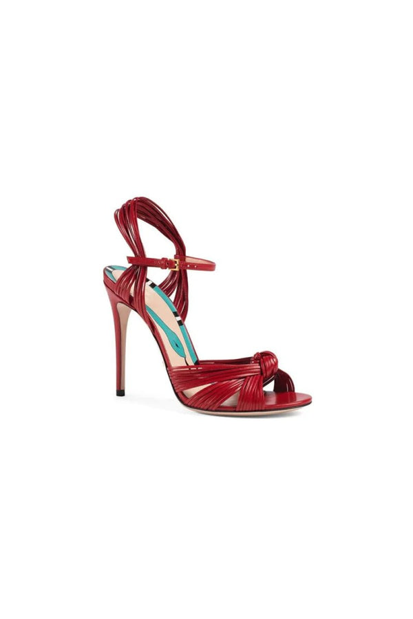 Gold Knotted Stiletto High Heel Sandals - KissProm