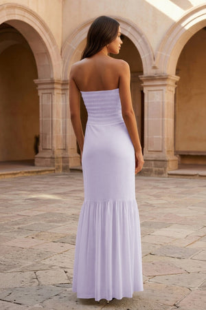 Yellow Strapless Sheath Chiffon Long Prom Dresses With Ruffles – Prom Dress by KissProm | Available at KissProm