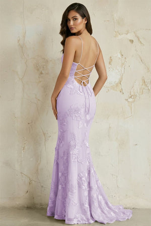 Sky Blue Spaghetti Straps Mermaid Tulle Long Prom Dresses With Appliques – Prom Dress by KissProm | Available at KissProm