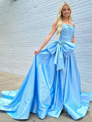 Maisie |A-line Strapless Taffeta Long Prom Dress With Slit
