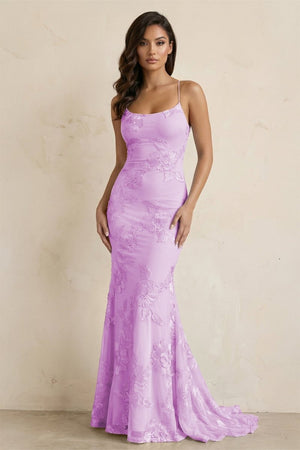 Sky Blue Spaghetti Straps Mermaid Tulle Long Prom Dresses With Appliques – Prom Dress by KissProm | Available at KissProm