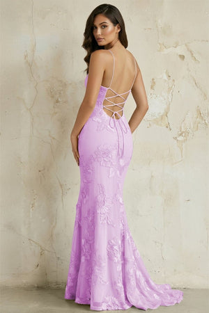 Sky Blue Spaghetti Straps Mermaid Tulle Long Prom Dresses With Appliques – Prom Dress by KissProm | Available at KissProm