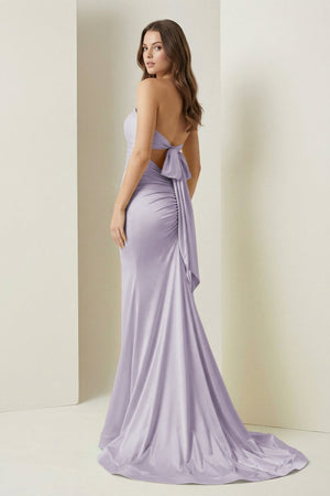 Lorisse | Yellow - Strapless Mermaid Satin Formal Prom Dresses With Cutout - KissProm