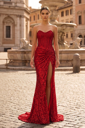 Sweetheart Sequins Mermaid Prom Dress With Beading