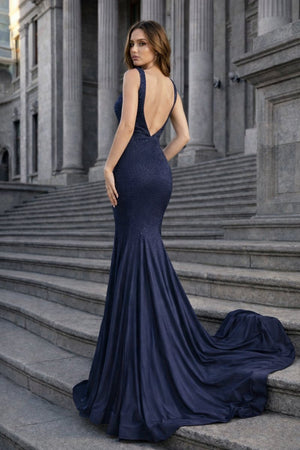 Mermaid Deep V-Neck Beaded Satin Long Prom Dress – Prom Dress by KissProm | Available at KissProm