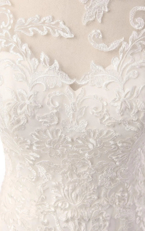 Mermaid Long Sleeve Lace Dress With Embroideries Illusion