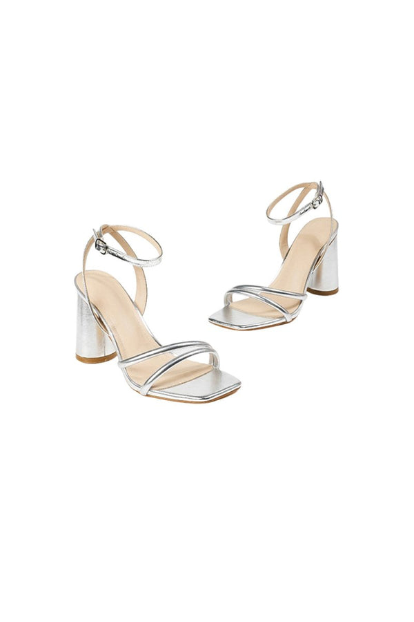 Metallic Strappy Block-Heel Sandals – Shoes by KissProm | Available at KissProm