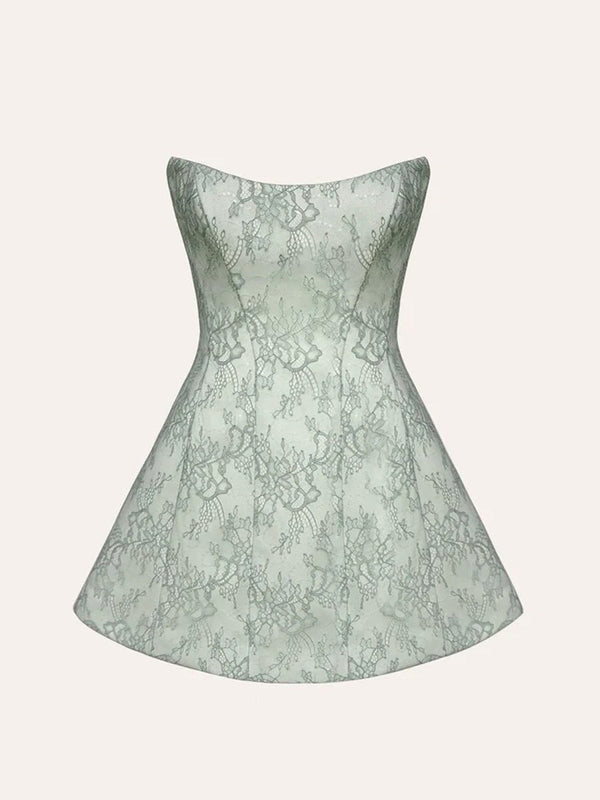Mireille | Sage - A Line Scoop Neck Short Homecoming Dresses With Lace Appliques