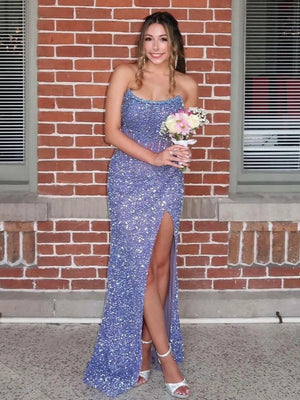 Strapless Mermaid Long Sequins Prom Dress With Split – Prom Dress by KissProm | Available at KissProm
