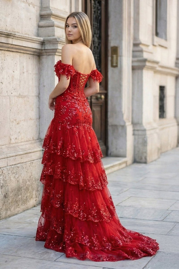Sheath Off the Shoulder Long Lace Prom Dress (Lace-up Back) – Prom Dress by KissProm | Available at KissProm